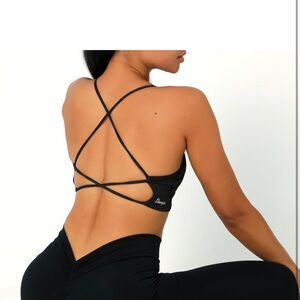 Black Strappy Back Sports Bra and Leggings Set